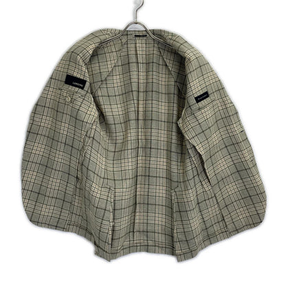 LARDINI ラルディーニ ベージュ×グリーン ウールシルク グレンプレイド ジャケット ベージュブラウン 3B ジャケット