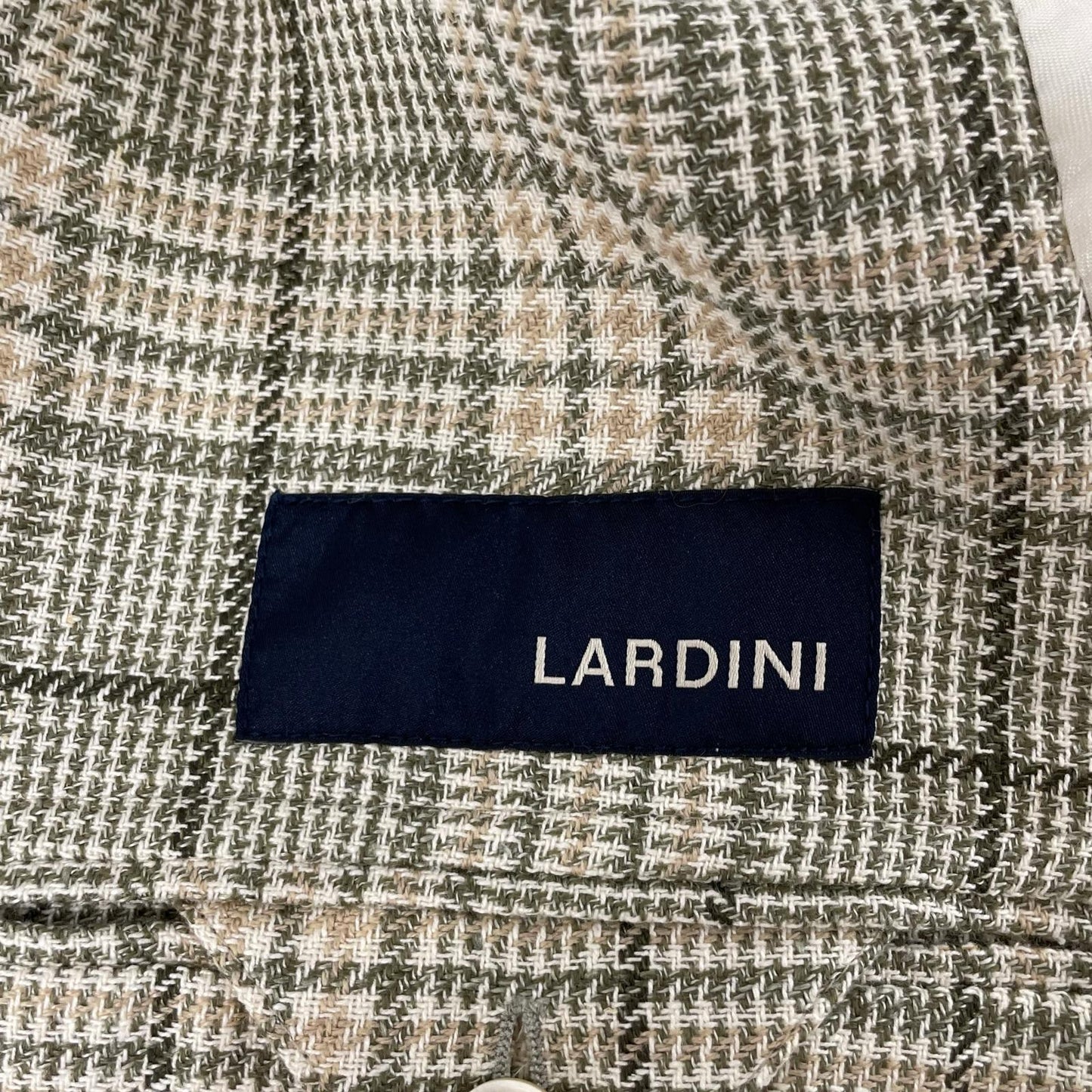 LARDINI ラルディーニ ベージュ×グリーン ウールシルク グレンプレイド ジャケット ベージュブラウン 3B ジャケット