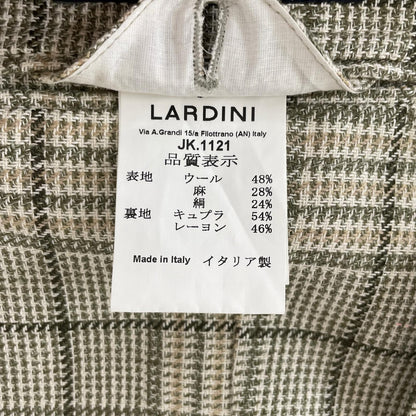 LARDINI ラルディーニ ベージュ×グリーン ウールシルク グレンプレイド ジャケット ベージュブラウン 3B ジャケット