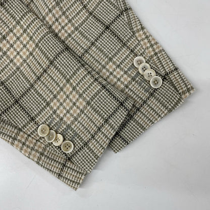 LARDINI ラルディーニ ベージュ×グリーン ウールシルク グレンプレイド ジャケット ベージュブラウン 3B ジャケット