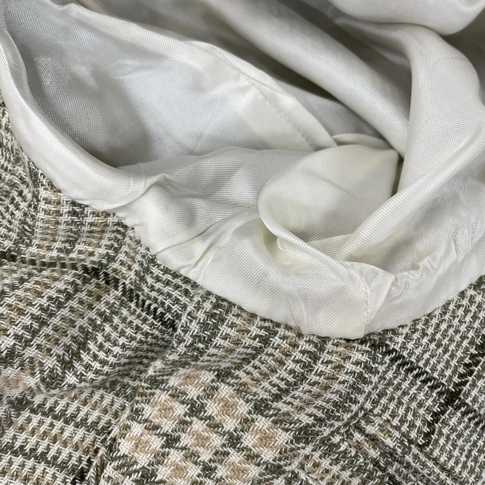 LARDINI ラルディーニ ベージュ×グリーン ウールシルク グレンプレイド ジャケット ベージュブラウン 3B ジャケット