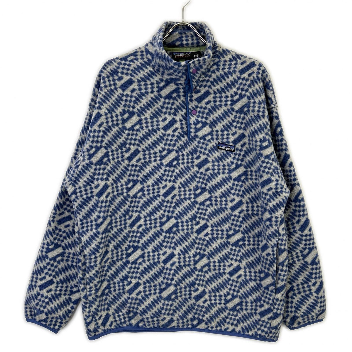 patagonia 巴塔哥尼亚 25462 98年制 灰色×蓝色 Synchilla 抓绒夹克 L