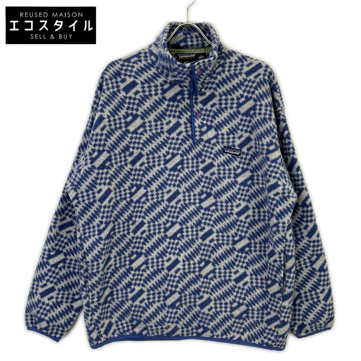 patagonia 巴塔哥尼亚 25462 98年制 灰色×蓝色 Synchilla 抓绒夹克 L