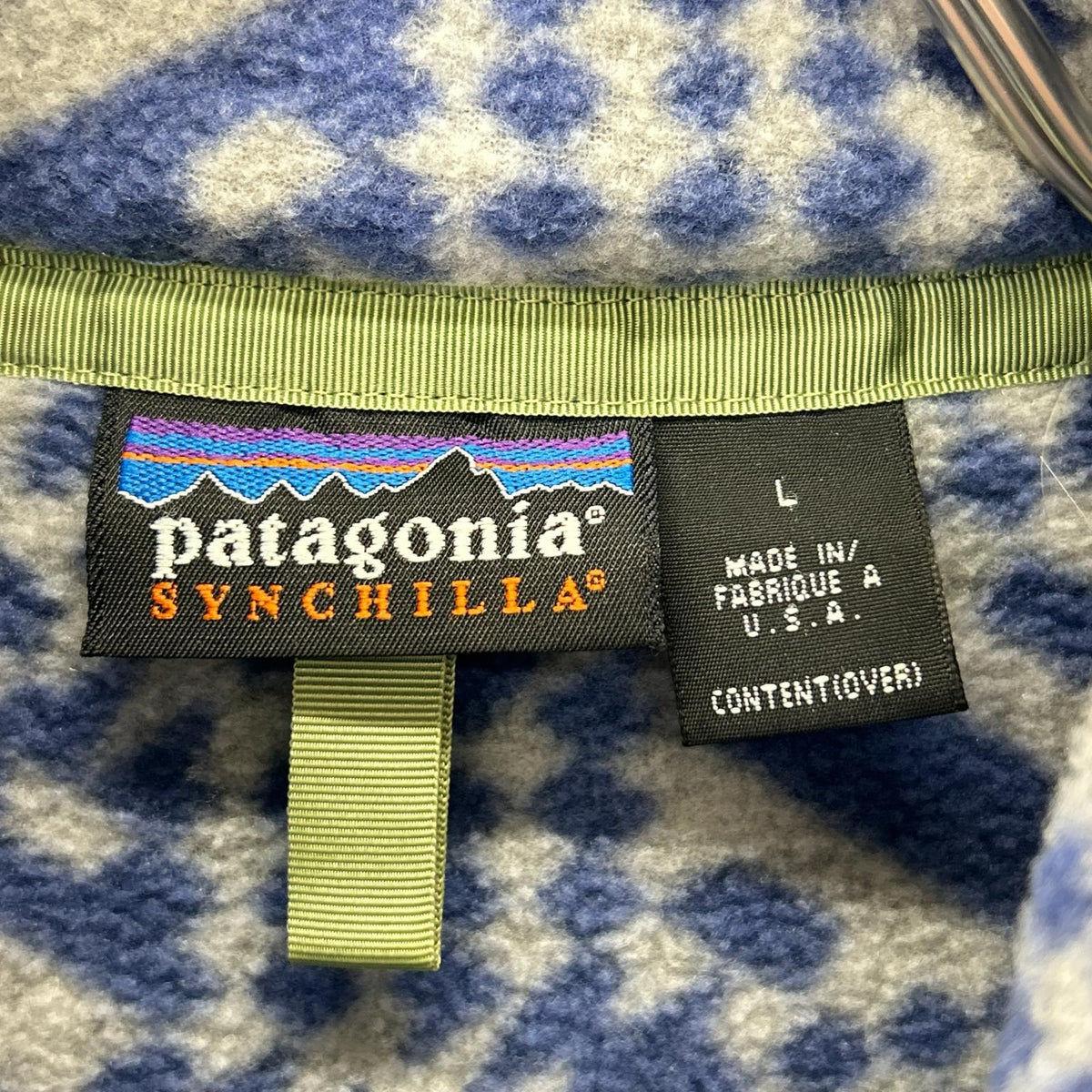 patagonia 巴塔哥尼亚 25462 98年制 灰色×蓝色 Synchilla 抓绒夹克 L