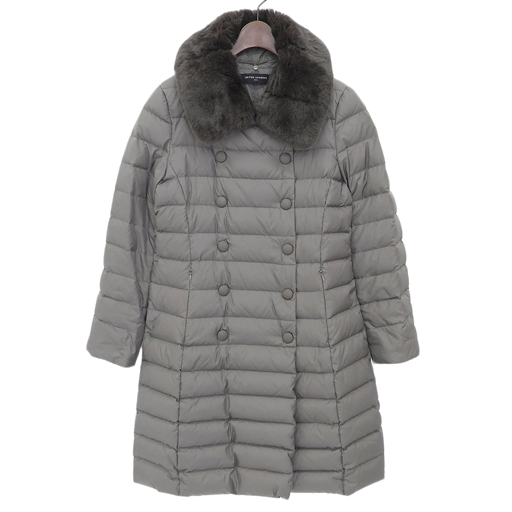 UNITED ARROWS ユナイテッドアローズ レッキスファー Aライン ダウンコート レディース グレー 36 コート