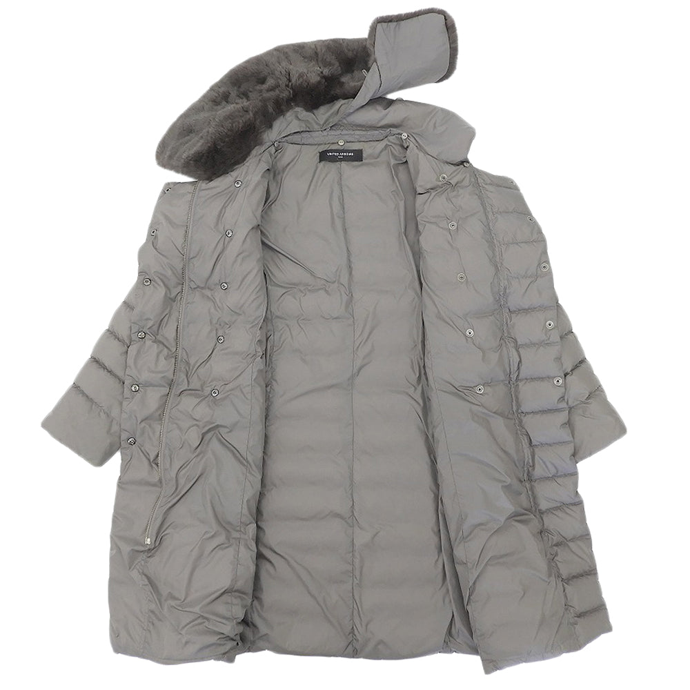 UNITED ARROWS ユナイテッドアローズ レッキスファー Aライン ダウンコート レディース グレー 36 コート