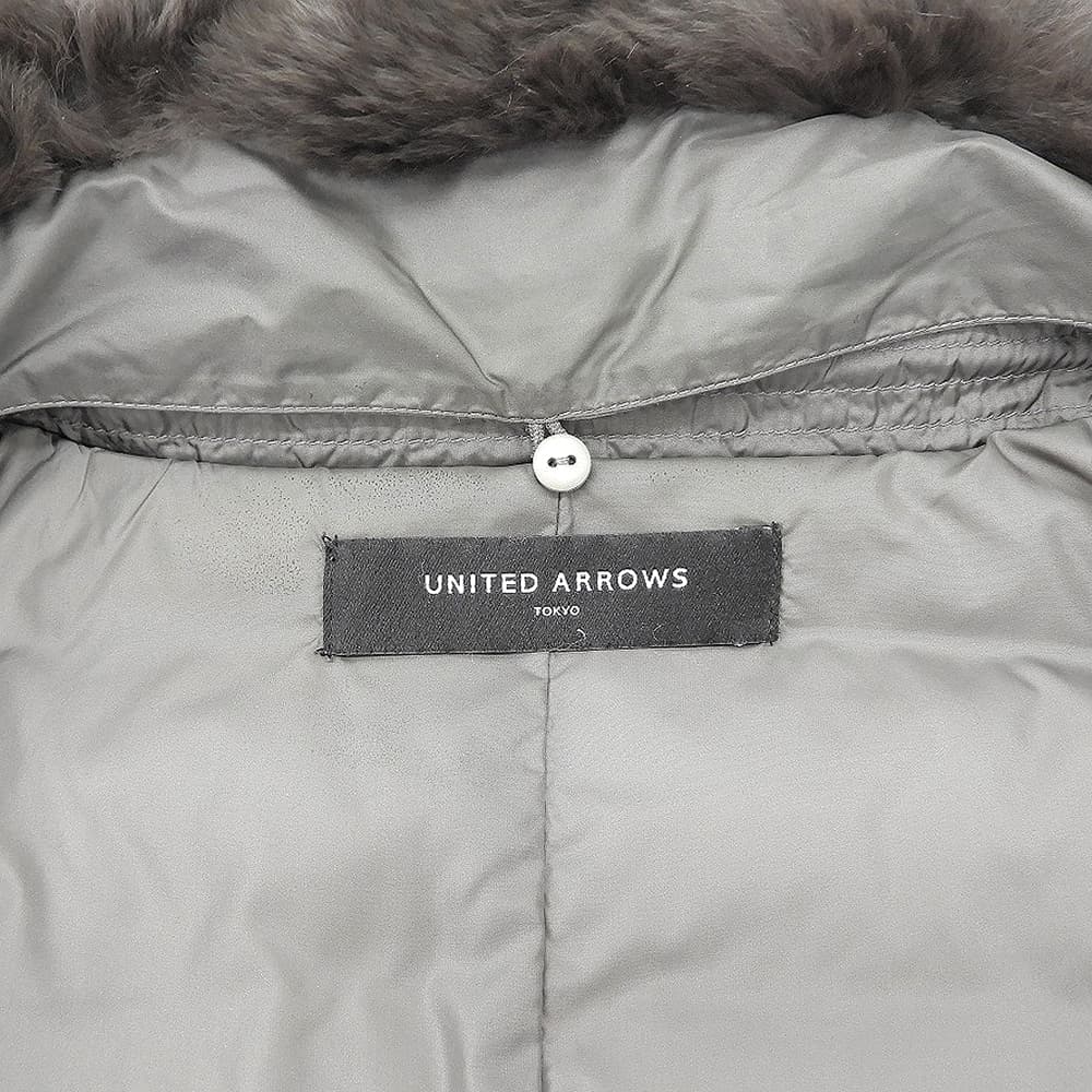 UNITED ARROWS ユナイテッドアローズ レッキスファー Aライン ダウンコート レディース グレー 36 コート