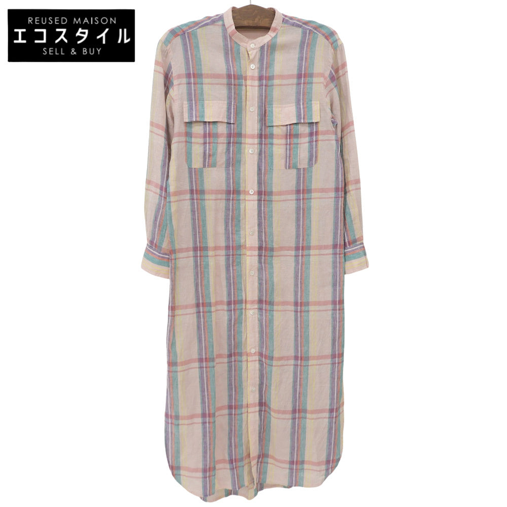 MACPHEE マカフィー 美品 チェック柄 シャツ ワンピース リネン100% レディース ピンク 36 ワンピース
