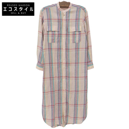 MACPHEE マカフィー 美品 チェック柄 シャツ ワンピース リネン100% レディース ピンク 36 ワンピース