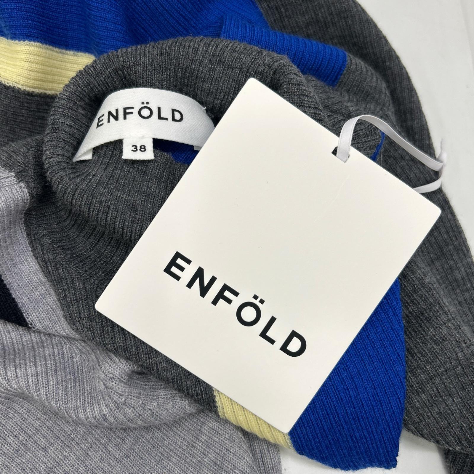 ENFOLD 26SS 300JS270-0201 Gray Wool STRIPE RIB PULLOVER