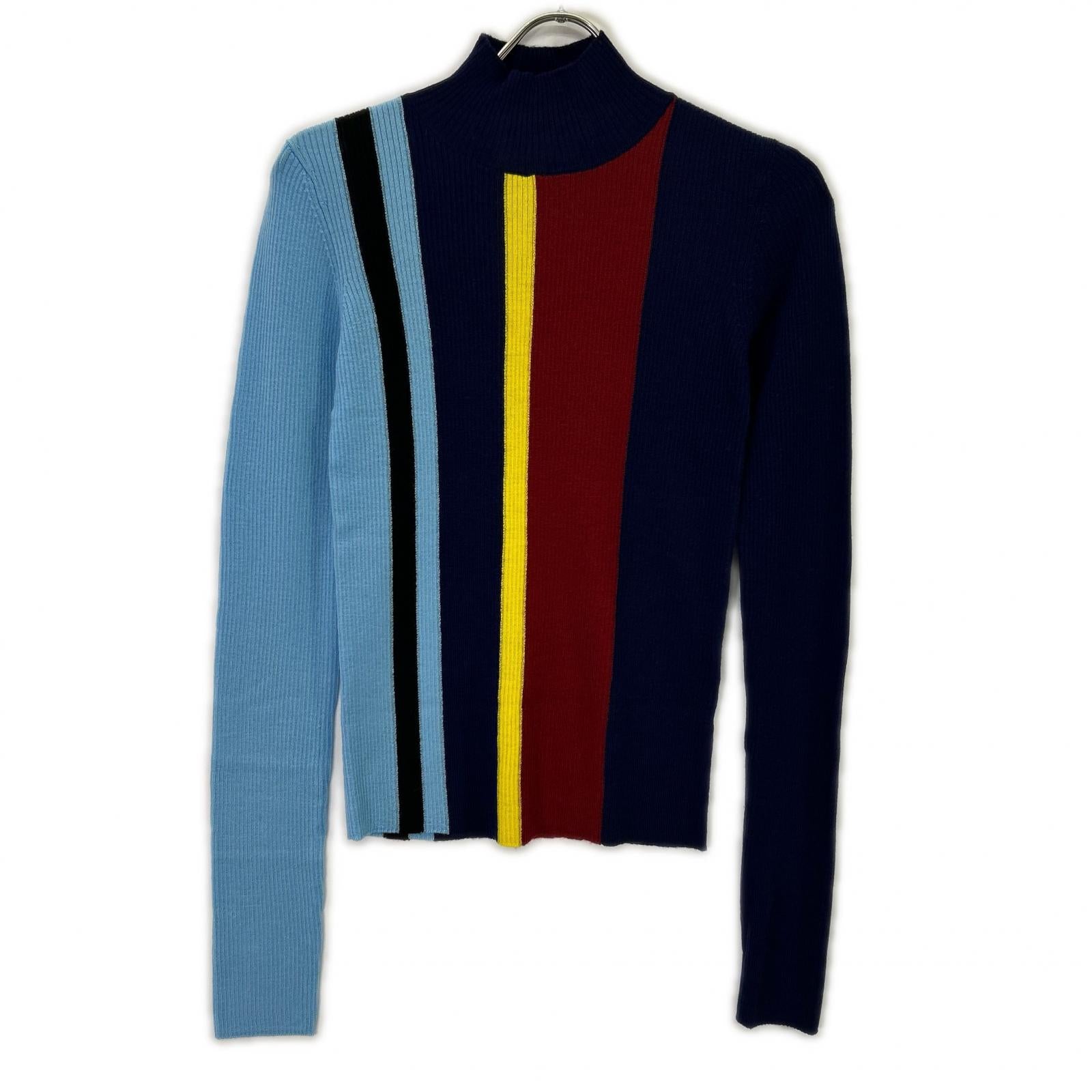 ENFOLD 26SS 300JS270-0201 Navy Blue Wool STRIPE RIB PULLOVER