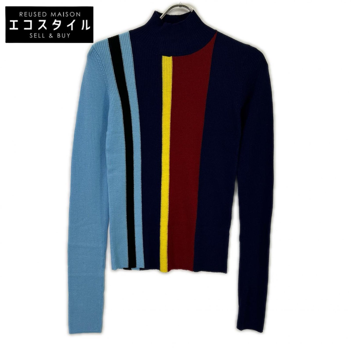 ENFOLD 26SS 300JS270-0201 Navy Blue Wool STRIPE RIB PULLOVER