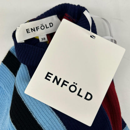 ENFOLD 26SS 300JS270-0201 Navy Blue Wool STRIPE RIB PULLOVER