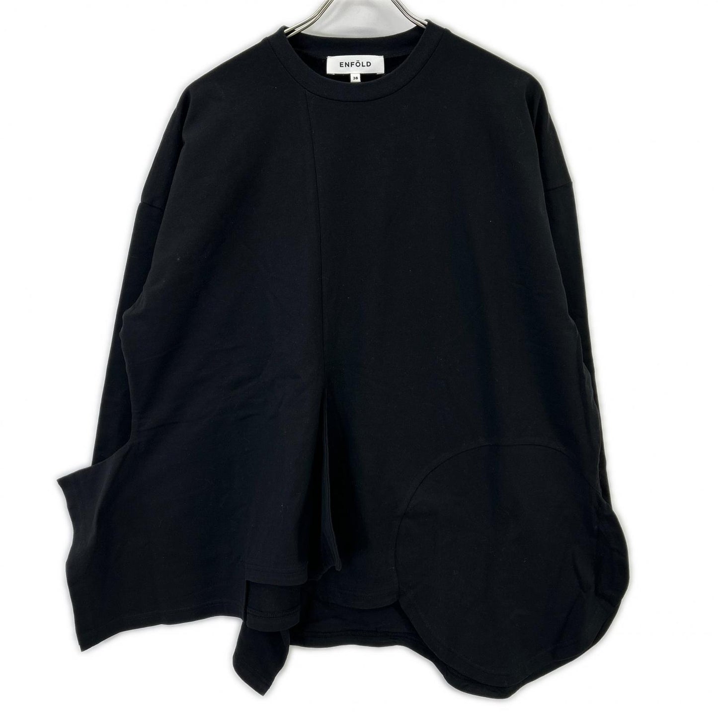ENFOLD エンフォルド 26SS 300JS280-0231 ブラック コットン PLATE LONG-SLEEVE T-SHIRT ロンT トップス
