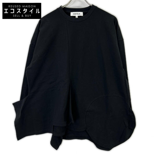 ENFOLD エンフォルド 26SS 300JS280-0231 ブラック コットン PLATE LONG-SLEEVE T-SHIRT ロンT トップス