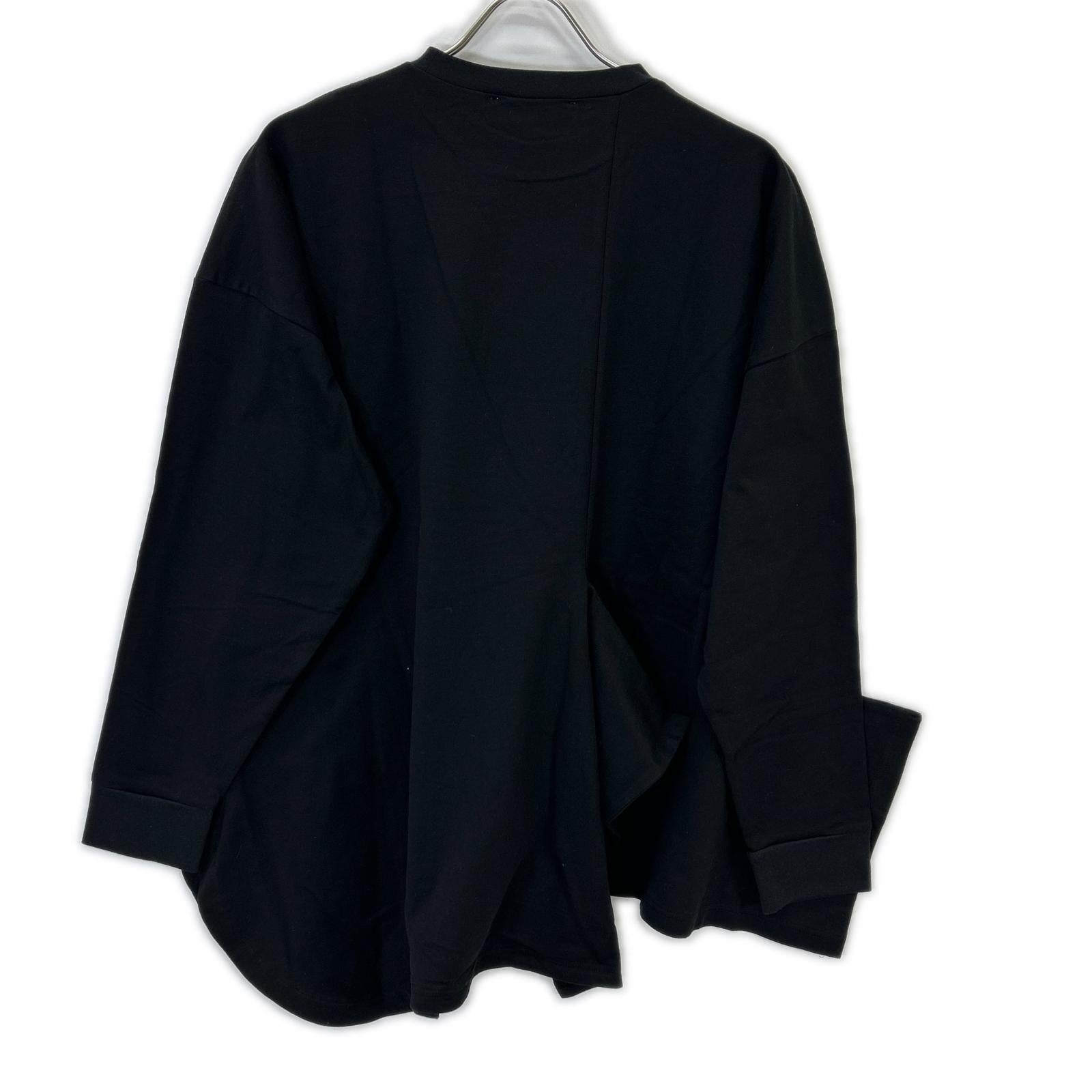 ENFOLD エンフォルド 26SS 300JS280-0231 ブラック コットン PLATE LONG-SLEEVE T-SHIRT ロンT トップス