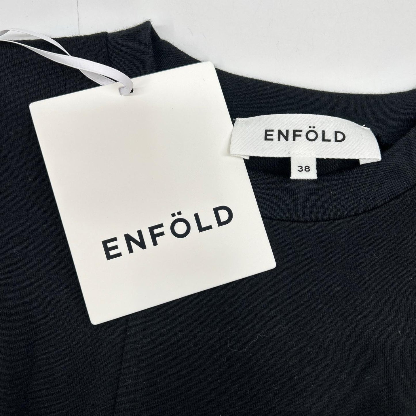 ENFOLD エンフォルド 26SS 300JS280-0231 ブラック コットン PLATE LONG-SLEEVE T-SHIRT ロンT トップス