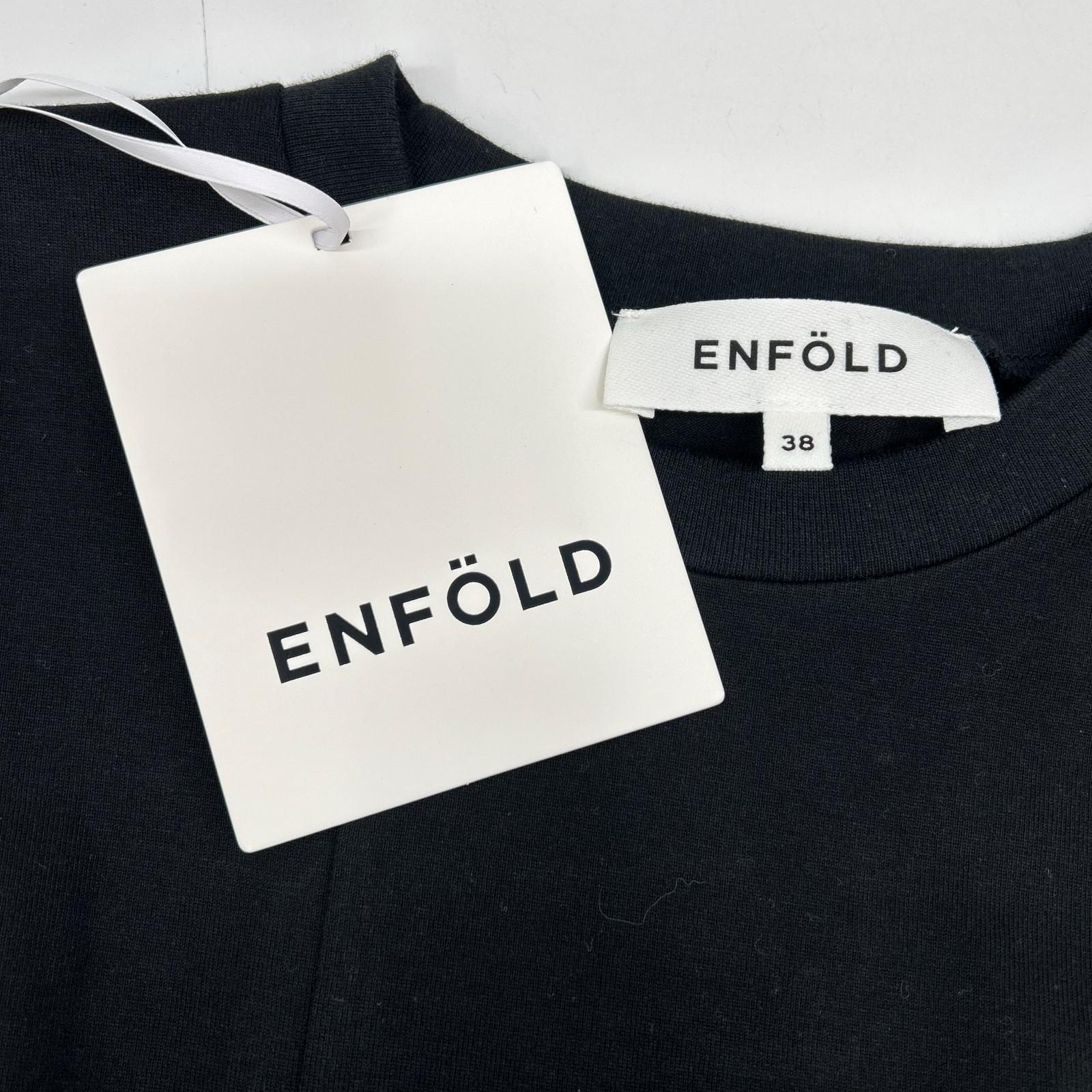 ENFOLD エンフォルド 26SS 300JS280-0231 ブラック コットン PLATE LONG-SLEEVE T-SHIRT ロンT トップス
