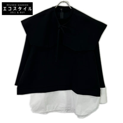 ENFOLD 26SS 300JS430-1401 Black x White Polyester DOUBLE CUFFS BOX PULLOVER Top