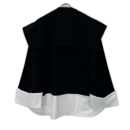 ENFOLD 26SS 300JS430-1401 Black x White Polyester DOUBLE CUFFS BOX PULLOVER Top