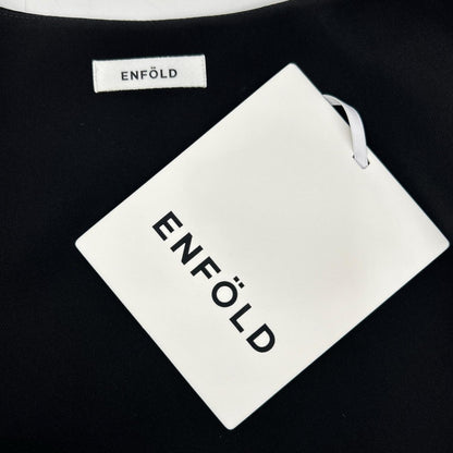 ENFOLD 26SS 300JS430-1401 Black x White Polyester DOUBLE CUFFS BOX PULLOVER Top