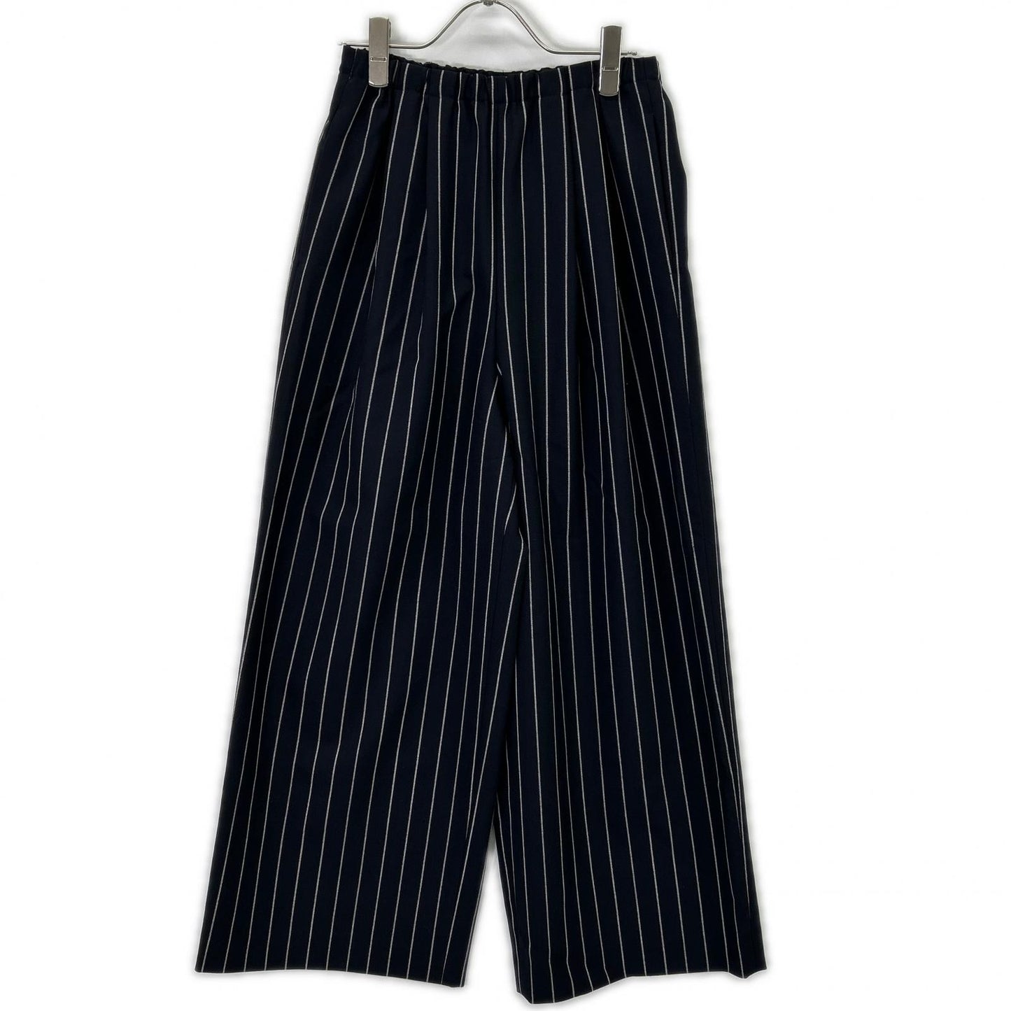 ENFOLD ENFOLD 26SS 300JS631-1191 深蓝色 羊毛 条纹 RELAX ELASTIC WIDE-TROUSERS 下装