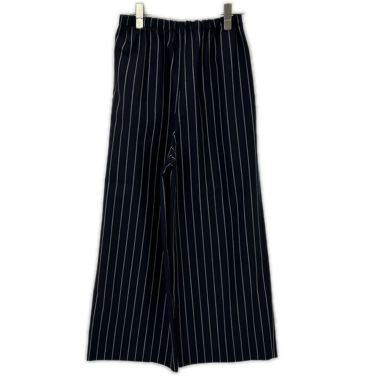 ENFOLD ENFOLD 26SS 300JS631-1191 深蓝色 羊毛 条纹 RELAX ELASTIC WIDE-TROUSERS 下装