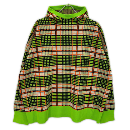 nagonstans ナゴンスタンス 26SS 470JS870-0311 ライム コットン混 チェック柄 knit parker/ニットパーカー トップス