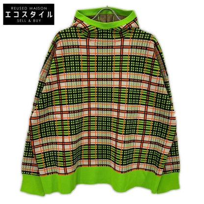 nagonstans ナゴンスタンス 26SS 470JS870-0311 ライム コットン混 チェック柄 knit parker/ニットパーカー トップス