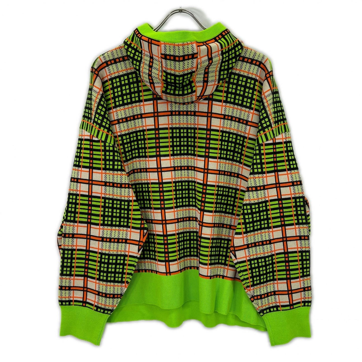 nagonstans ナゴンスタンス 26SS 470JS870-0311 ライム コットン混 チェック柄 knit parker/ニットパーカー トップス