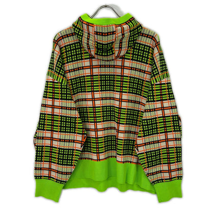 nagonstans ナゴンスタンス 26SS 470JS870-0311 ライム コットン混 チェック柄 knit parker/ニットパーカー トップス