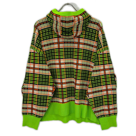 nagonstans ナゴンスタンス 26SS 470JS870-0311 ライム コットン混 チェック柄 knit parker/ニットパーカー トップス