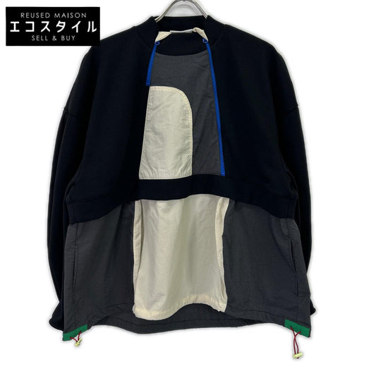nagonstans ナゴンスタンス 25SS 470IS880-1211 ブラック×ベージュ コットン混 docking pullover/ドッキングプルオーバー トップス