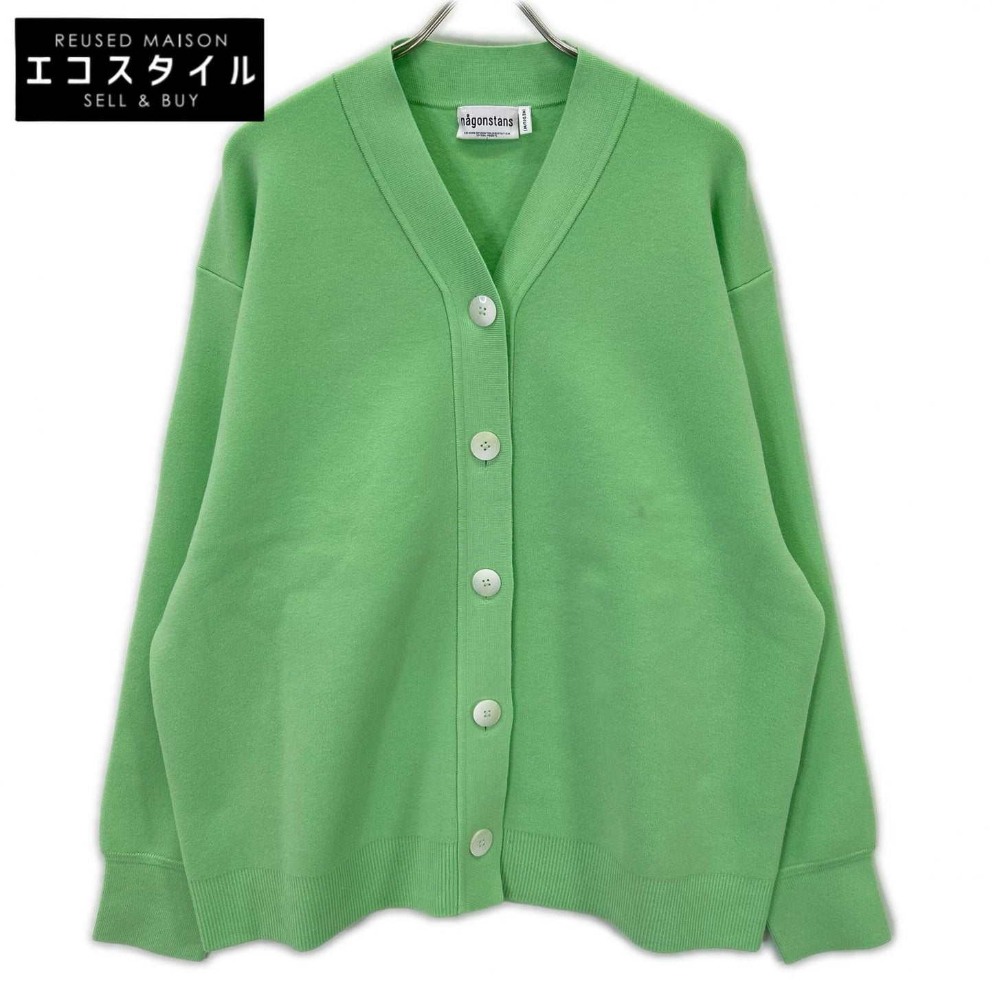 nagonstans 26SS 470JS870-0081 Light Green Wool Blend Over Cardigan Top