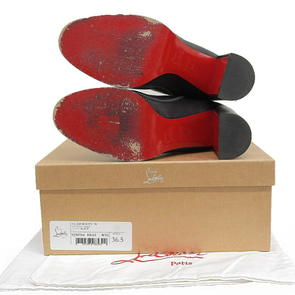 Christian Louboutin CL ZIP BOOTY D-Logo Zipper Zip Leather Ankle Boots Women's Black 36 1/2 Shoes