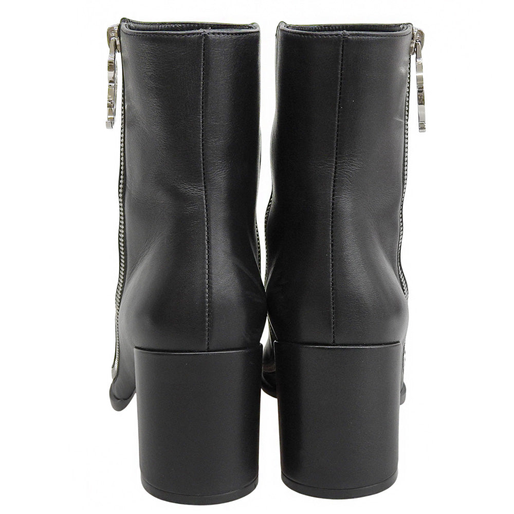 Christian Louboutin CL ZIP BOOTY D-Logo Zipper Zip Leather Ankle Boots Women's Black 36 1/2 Shoes