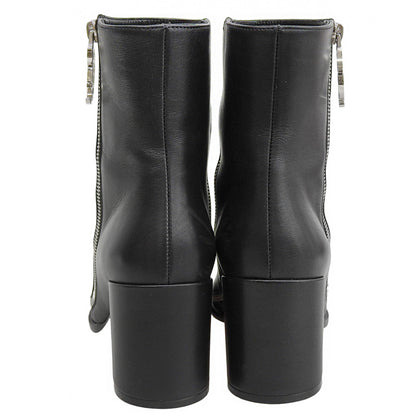 Christian Louboutin CL ZIP BOOTY D-Logo Zipper Zip Leather Ankle Boots Women's Black 36 1/2 Shoes