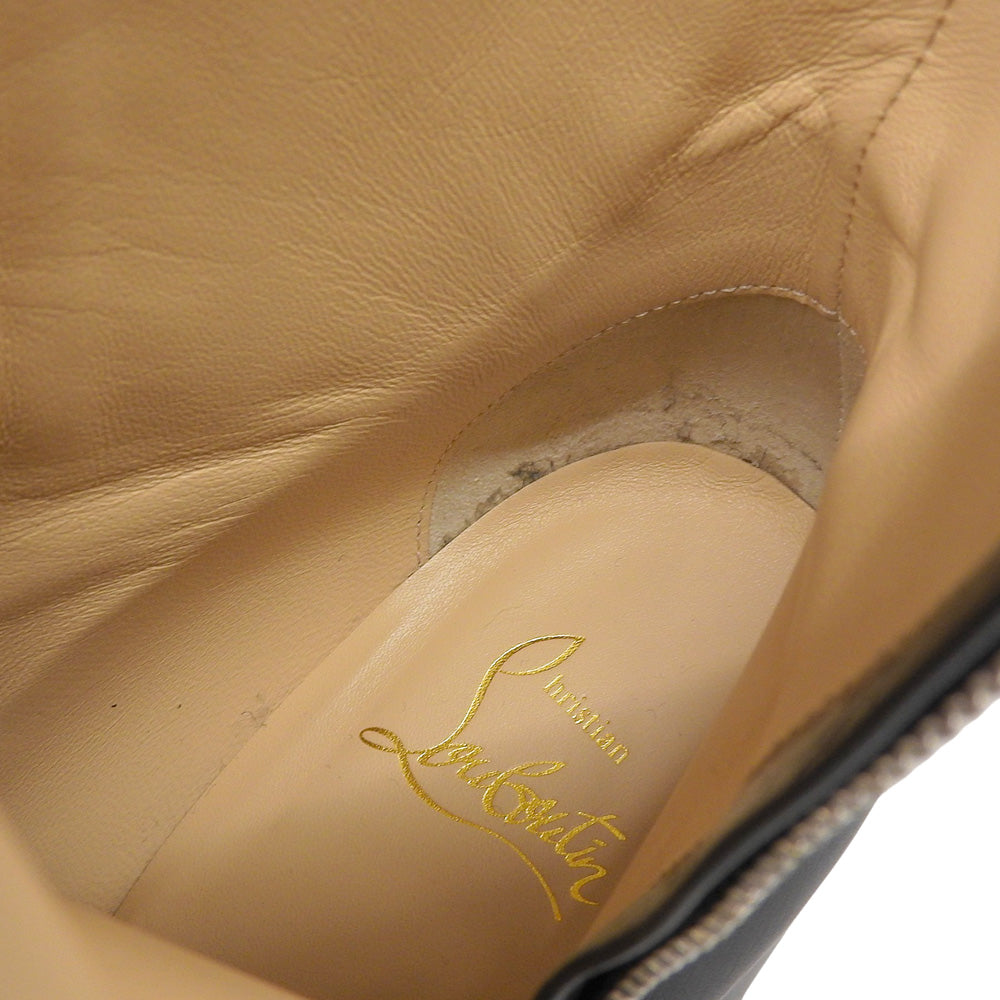 Christian Louboutin CL ZIP BOOTY D-Logo Zipper Zip Leather Ankle Boots Women's Black 36 1/2 Shoes