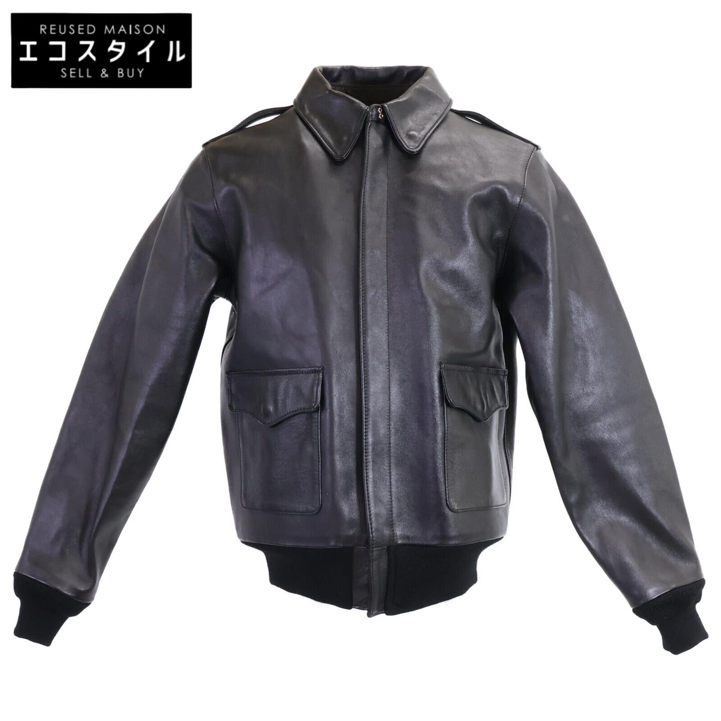 Y'2 LEATHER Y'2皮革 黑色 TYPE A-2 ECO HORSE PIGMENT 1.3mm 飞行夹克
