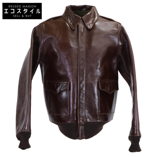 Y'2 LEATHER Brown TYPE A-2 PULL UP HORSE FLIGHT JACKET