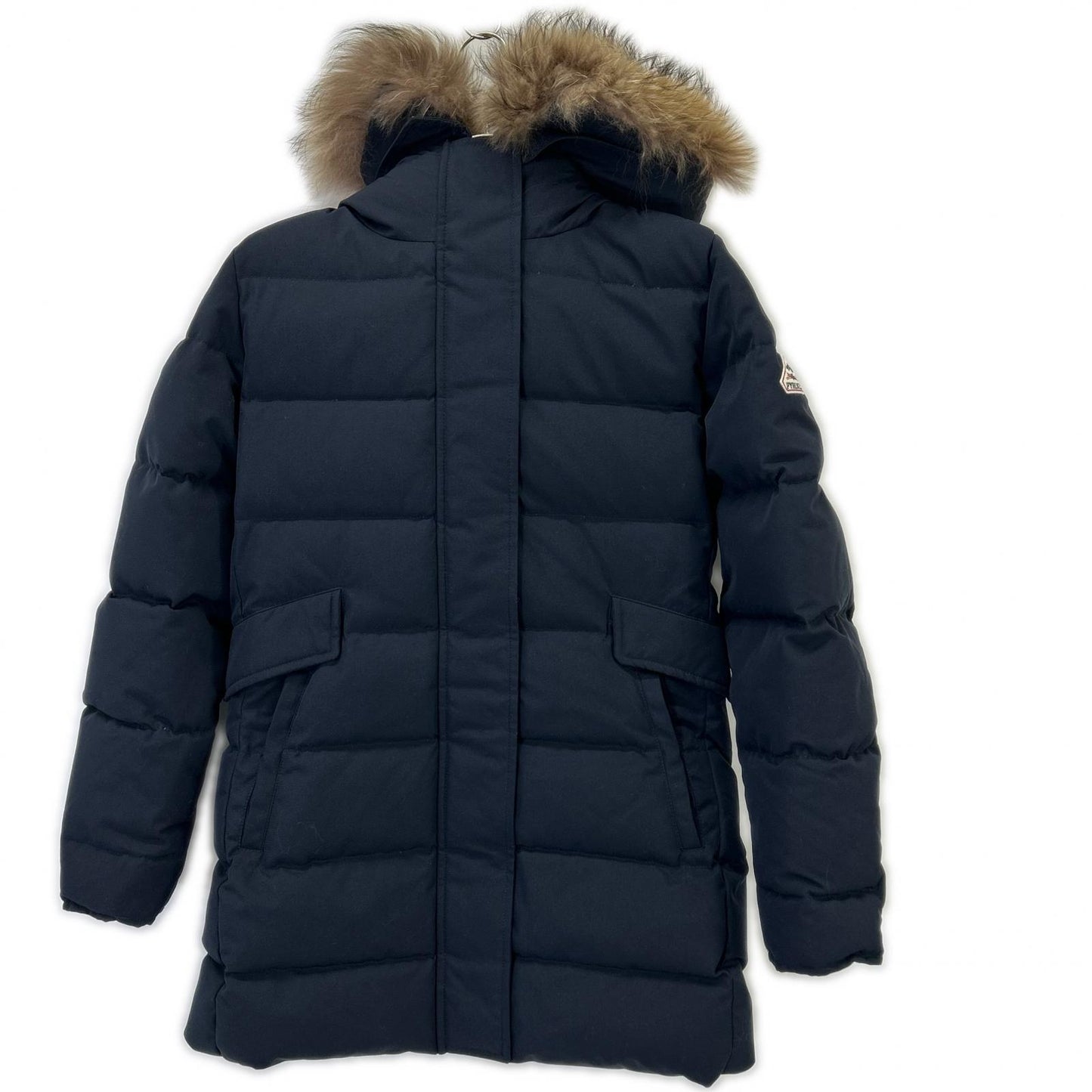 PYRENEX HWK037P4004WT3 Navy GRENOBLE Zip-up Fur-trim Nylon Down Jacket 38