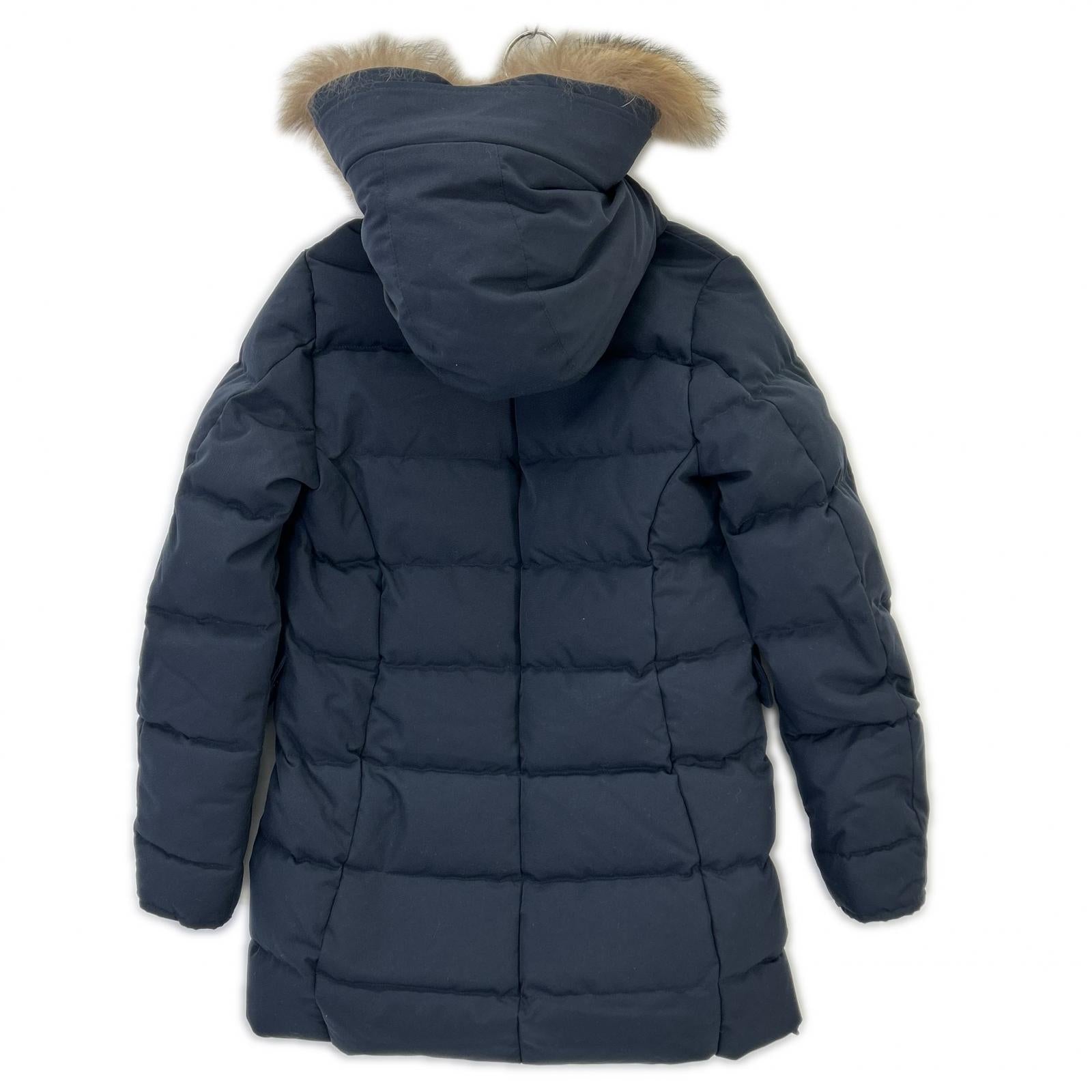 PYRENEX HWK037P4004WT3 Navy GRENOBLE Zip-up Fur-trim Nylon Down Jacket 38