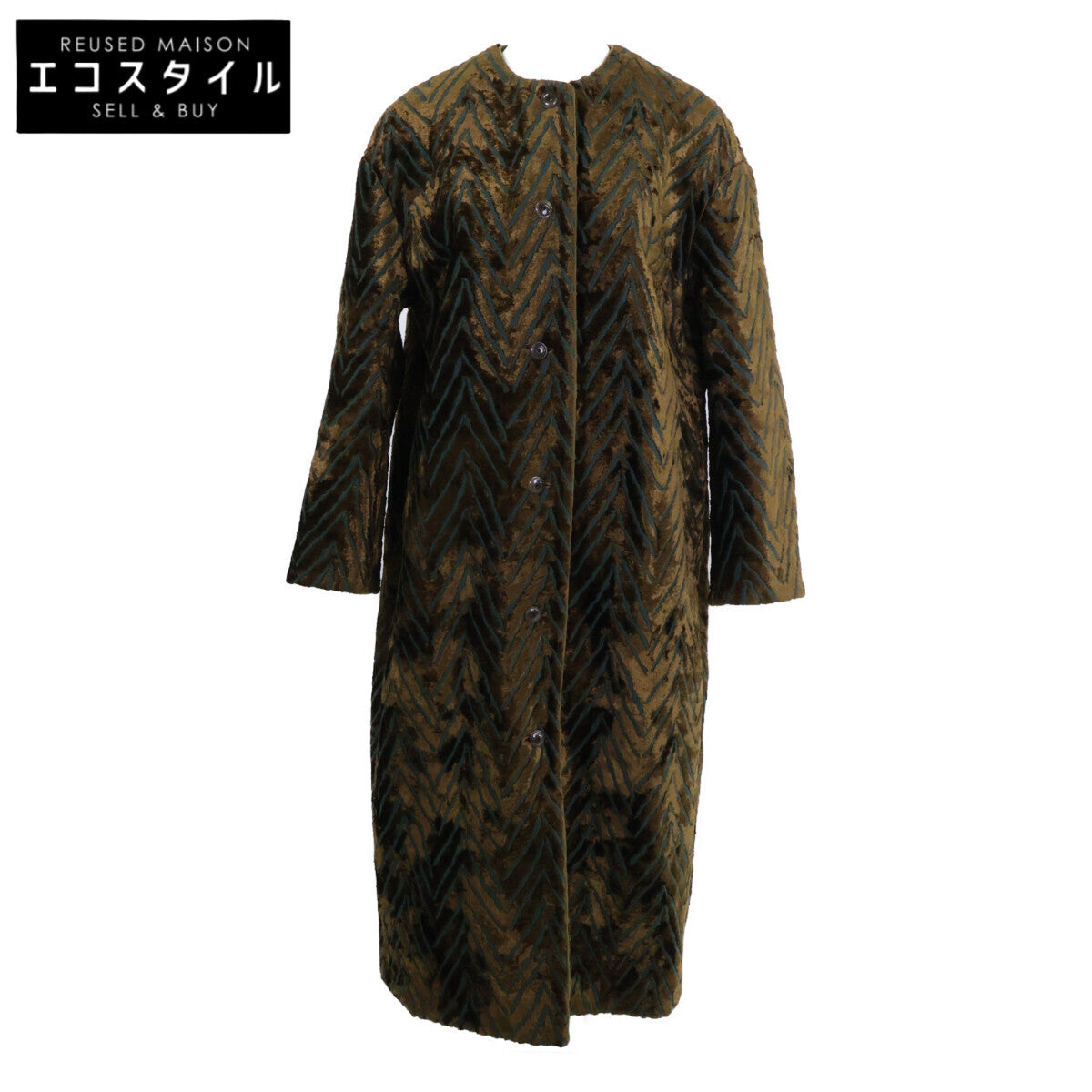 mina perhonen 皆川明 【美品/25-26AW】ada6812 knoll 诺尔 人字纹无领大衣 40