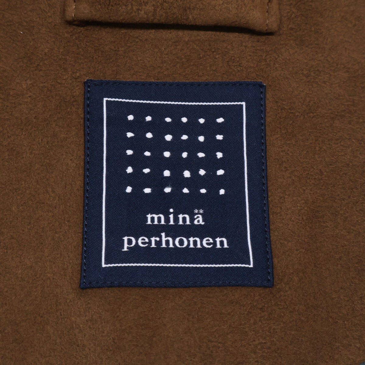 mina perhonen 皆川明 【美品/25-26AW】ada6812 knoll 诺尔 人字纹无领大衣 40