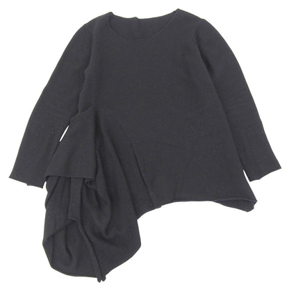 Asymmetrical Long Sleeve Pullover Knit Top Men's Black 2