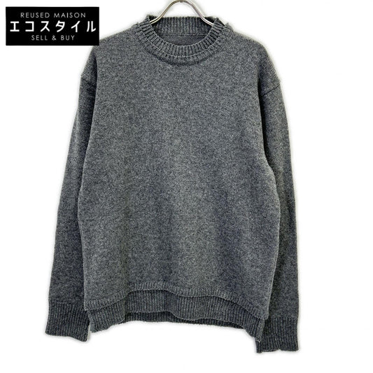 Maison margiela メゾンマルジェラ SI1GP0001 グレー×ブラウン スエードエルボーパッチ プルオーバー ニットセーター トップス