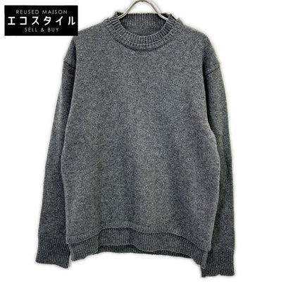 Maison margiela Maison Margiela SI1GP0001 Gray and Brown Suede Elbow-Patch Pullover Knit Sweater