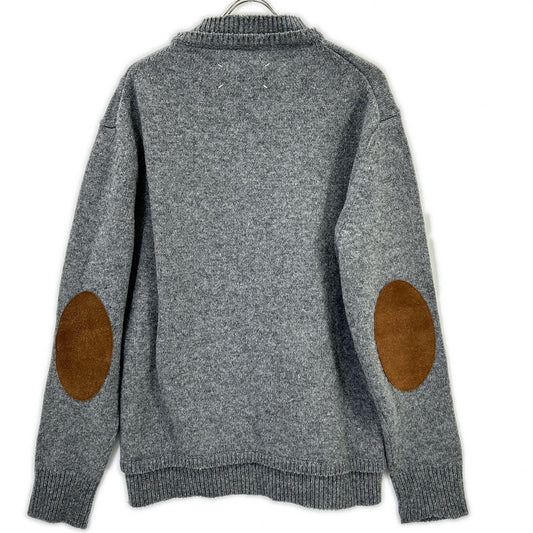 Maison margiela メゾンマルジェラ SI1GP0001 グレー×ブラウン スエードエルボーパッチ プルオーバー ニットセーター トップス