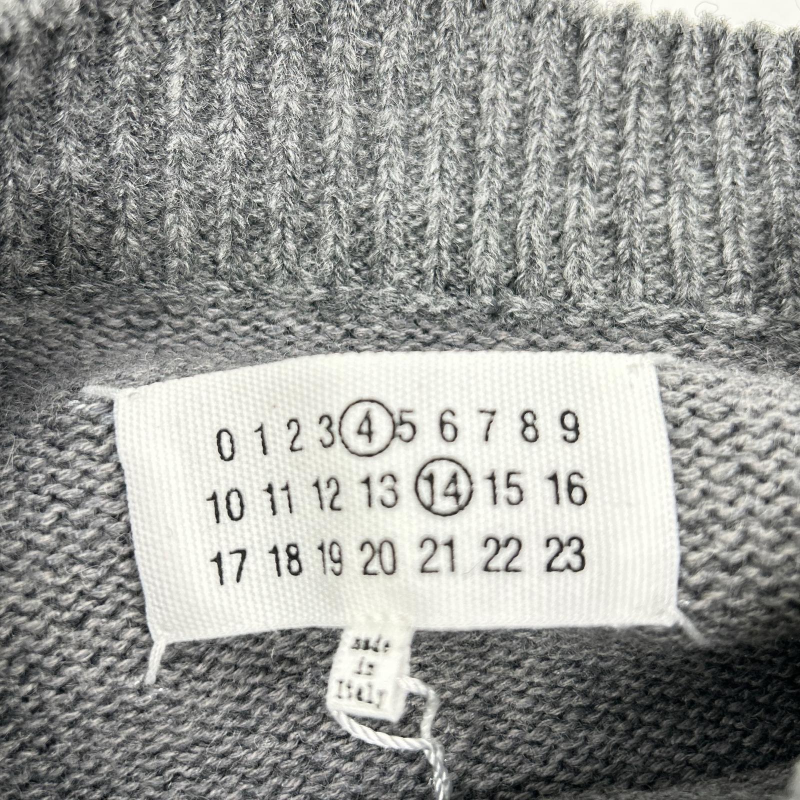 Maison Margiela SI1GP0001 Gray x Brown Suede Elbow Patch Pullover Knit Sweater Top L