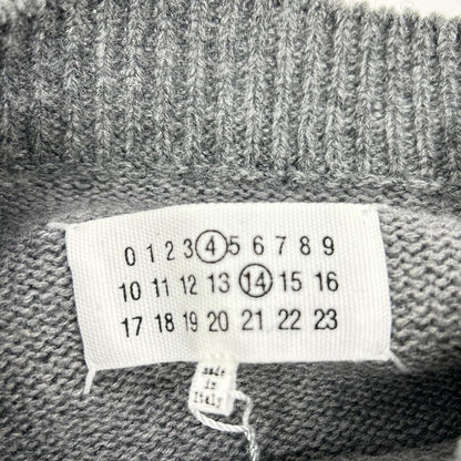 Maison margiela Maison Margiela SI1GP0001 Gray and Brown Suede Elbow-Patch Pullover Knit Sweater